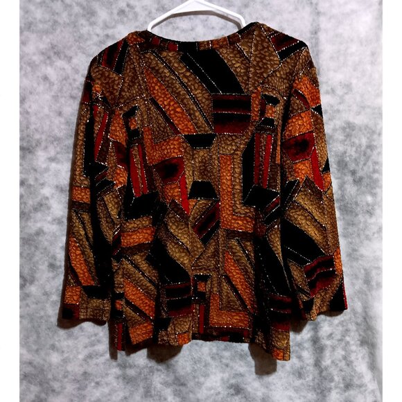 Gorgeous Chico's knit top Wmn's Sz 2/L/12-14 - 3D fabric geometri design sparkly - Picture 2 of 2